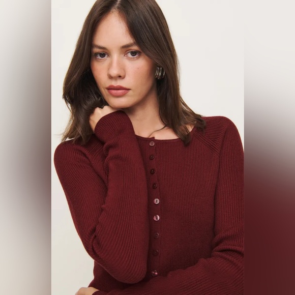 REFORMATION Meadow Ribbed Wool Cardigan size medium - Picture 3 of 11